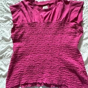 Maeve Fuchsia Smocked Short Sleeve Top